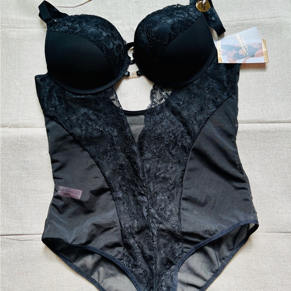 JUICY COUTURE Black Sexy Lace Cutout Bodysuit (XL) - Picture 3 of 8